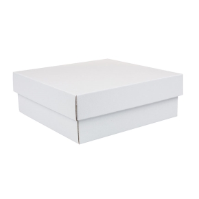 Darčeková krabička s vekom 200x200x70/35 mm, bielo/biela