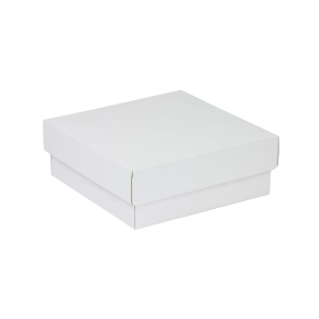 Darčeková krabička s vekom 200x200x70/40 mm, biela