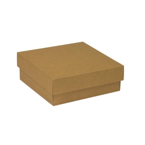 Darčeková krabička s vekom 200x200x70/40 mm, hnedá - kraft