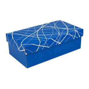 Darčeková krabička s vekom 250x170x110/35 mm, modrá so vzorom na veku