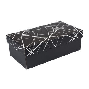 Darčeková krabička s vekom 310x160x100/35 mm, čierno-šedá so vzorom na veku