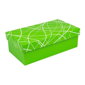 Darčeková krabička s vekom 310x160x100/35 mm, zelená so vzorom na veku