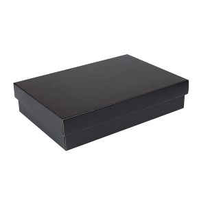 Darčeková krabička s vekom 330x220x70/35 mm, čierno-šedá matná