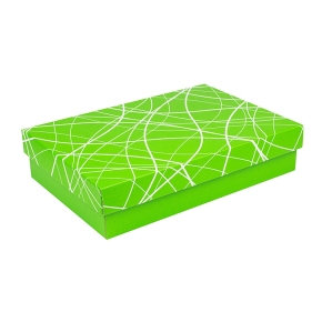 Darčeková krabička s vekom 355x250x80/35, zelená so vzorom na veku