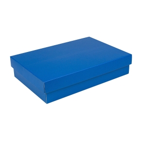 Darčeková krabička s vekom 380x270x90/35 mm, modrá matná