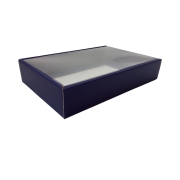 Darčeková krabička s vnútorným priehľadným vekom 200x125x50/35 mm, fialová