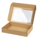 Krabica na cukrovinky s priehľadným okienkom 320x220x60 mm, hnedá - kraft