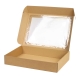 Krabica na cukrovinky s priehľadným okienkom 400x280x70 mm, hnedá - kraft