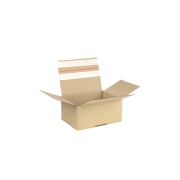 Krabica z trojvrstvového kartónu  230x160x115 mm, dve samolepiace klopy, A5 formát