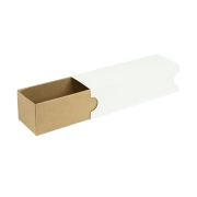 Krabička na makrónky 180x50x50mm, hnedé dno, biely návlek