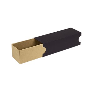 Krabička na makrónky 180x50x50mm, hnedé dno, čierny návlek