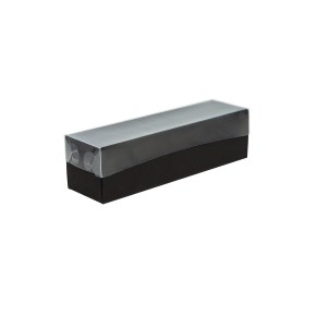 Krabička na makrónky čierna s priehľadným vekom 180x50x50mm
