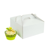 Odnosná krabička na 4 muffiny/cupcakes biela s vložkou