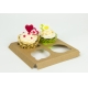 Odnosná krabička na 4 muffiny/cupcakes s vložkou, hnedá - kraftová