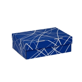 Úložná krabica 205x150x65 mm, modrá so vzorom