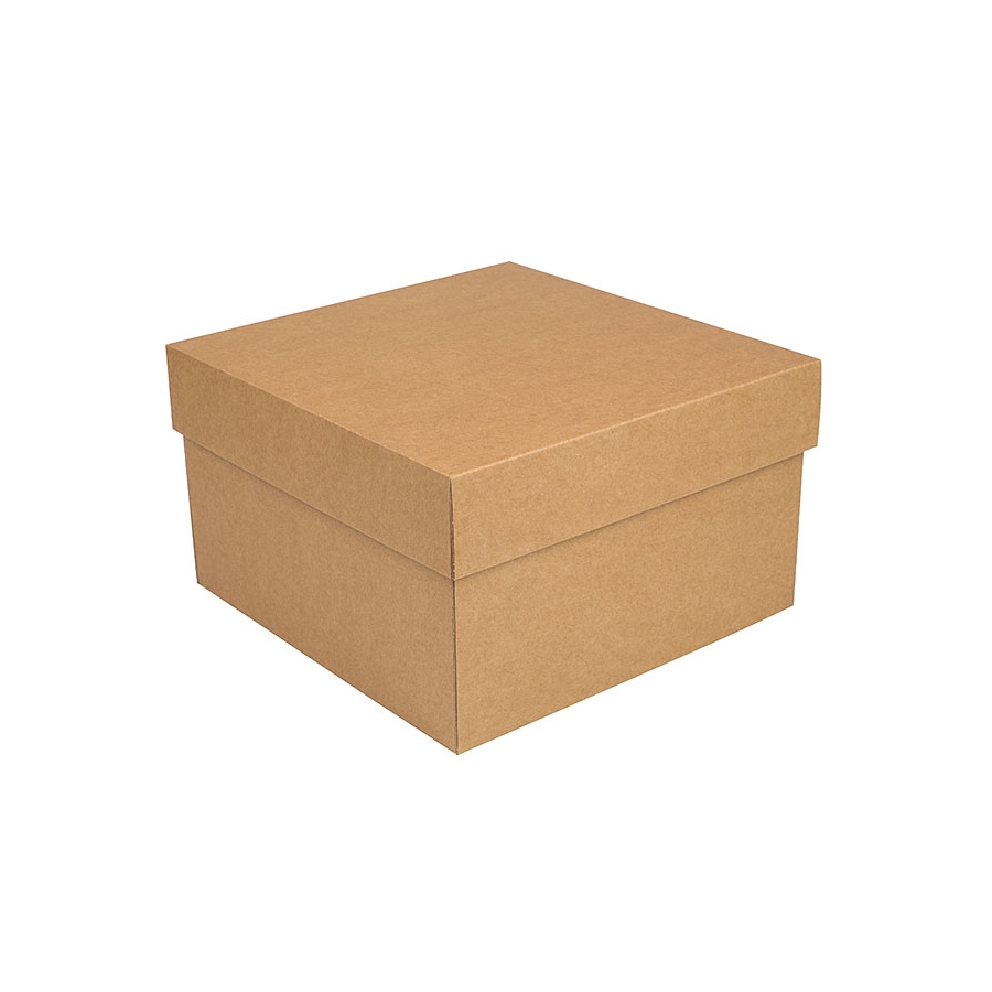 Úložná krabica s vekom 250x250x150 mm, kraftová | paketo.sk