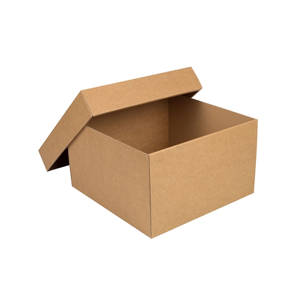Úložná krabica s vekom 250x250x150 mm, kraftová | paketo.sk