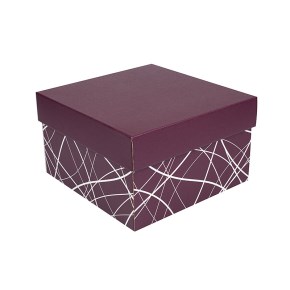 Úložná krabica s vekom 250x250x150 mm, vínová, dno so vzorom