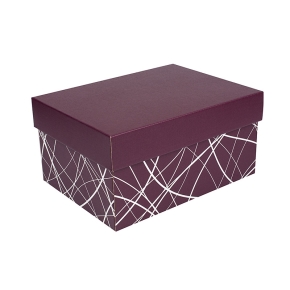 Úložná krabica s vekom 300x215x150 mm, vínová, dno so vzorom